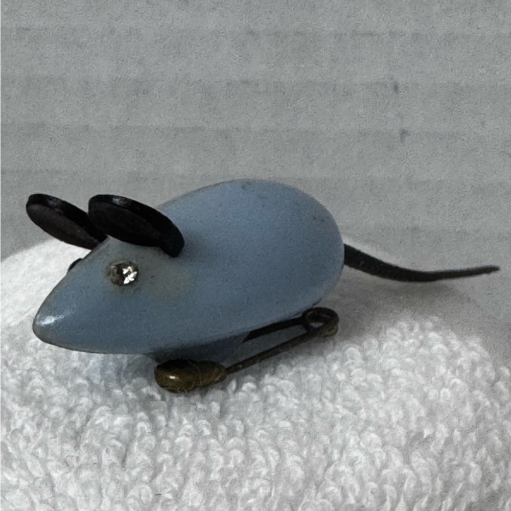 Vintage Blue Plastic Mouse Pin/Brooch